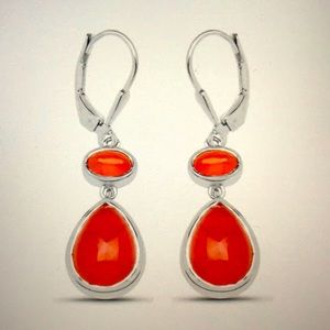 Genuine Carnelian & Sterling Drop Earrings